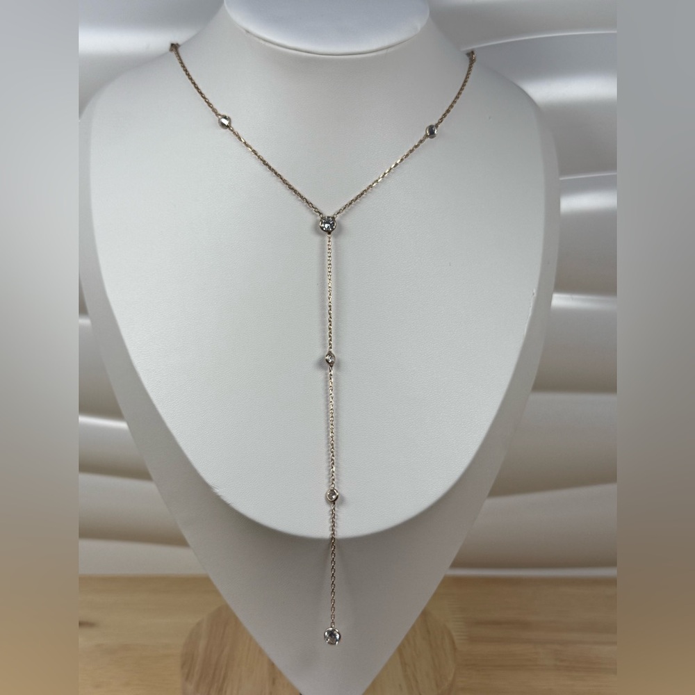 Elegant Silver Rose Gold  Lariat Necklace